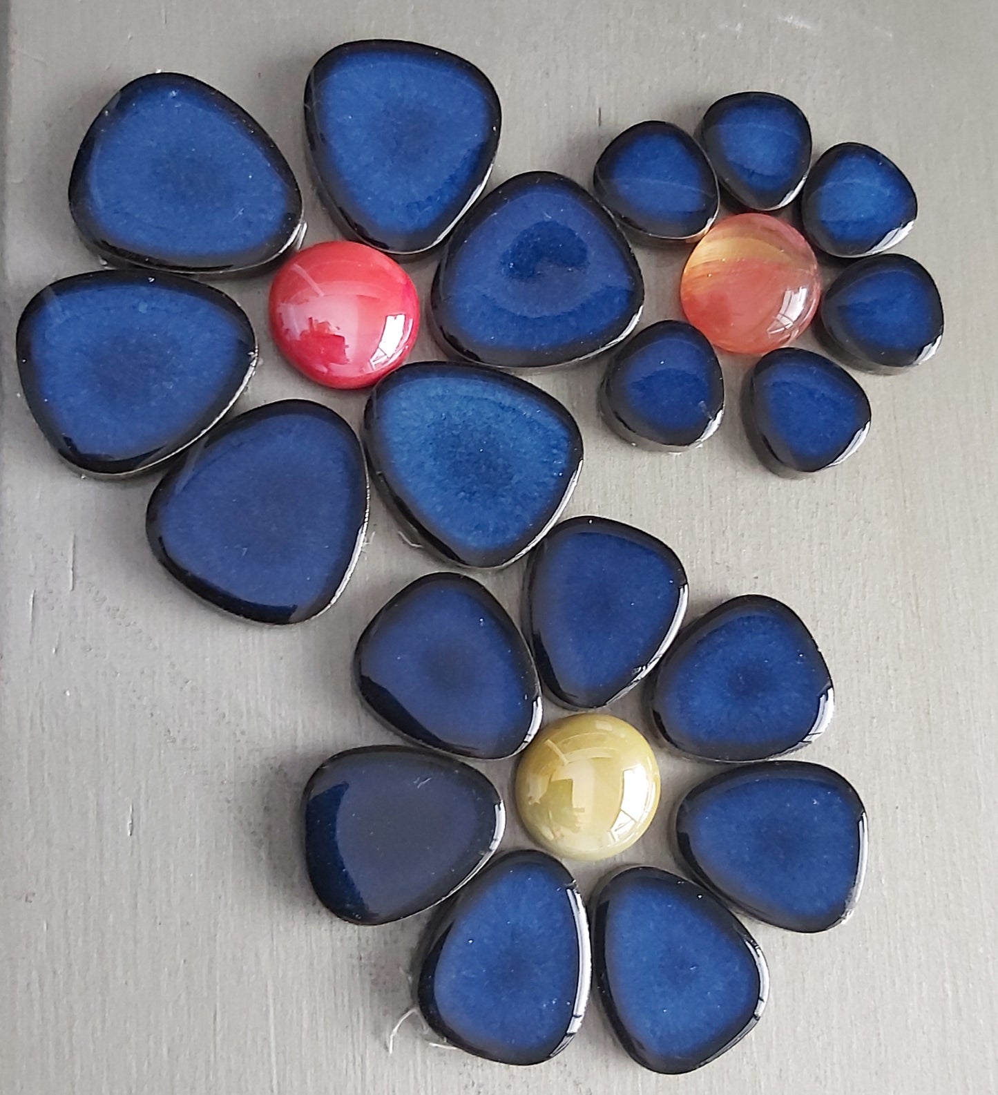 RUNING LOW NOT RESTOCKING **BLUE GLOSS Ceramic Flower Power Pebble Pool All Weather Out/Indoor Tiles - Full Sheets