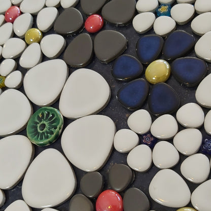 RUNING LOW NOT RESTOCKING **BLUE GLOSS Ceramic Flower Power Pebble Pool All Weather Out/Indoor Tiles - Full Sheets