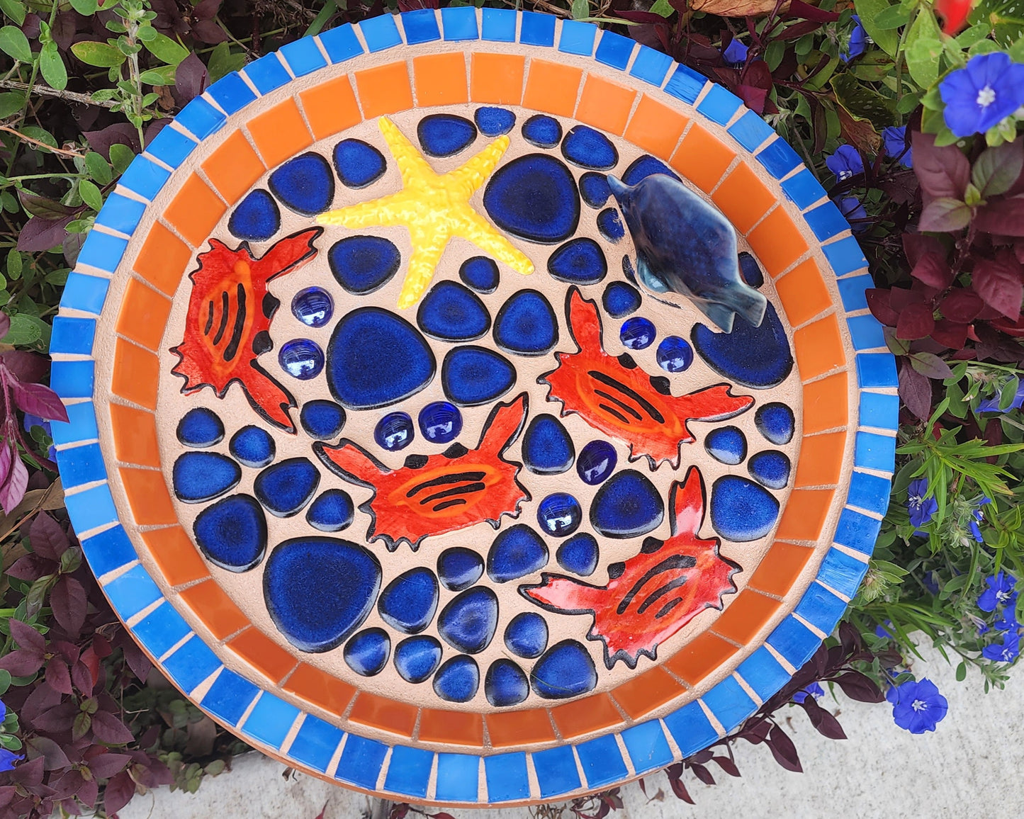 RUNING LOW NOT RESTOCKING **BLUE GLOSS Ceramic Flower Power Pebble Pool All Weather Out/Indoor Tiles - Full Sheets