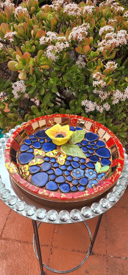 RUNING LOW NOT RESTOCKING **BLUE GLOSS Ceramic Flower Power Pebble Pool All Weather Out/Indoor Tiles - Full Sheets