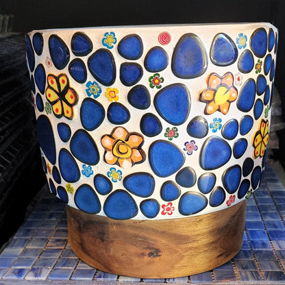 RUNING LOW NOT RESTOCKING **BLUE GLOSS Ceramic Flower Power Pebble Pool All Weather Out/Indoor Tiles - Full Sheets