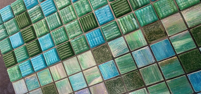 Quality Trend Glass Tiles 2cm x 2cm Full Sheets BARGAIN GREEN MIX