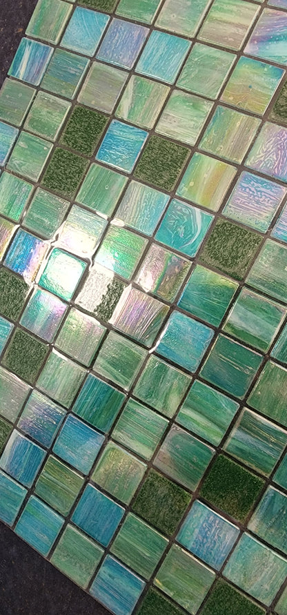 Quality Trend Glass Tiles 2cm x 2cm Full Sheets BARGAIN GREEN MIX