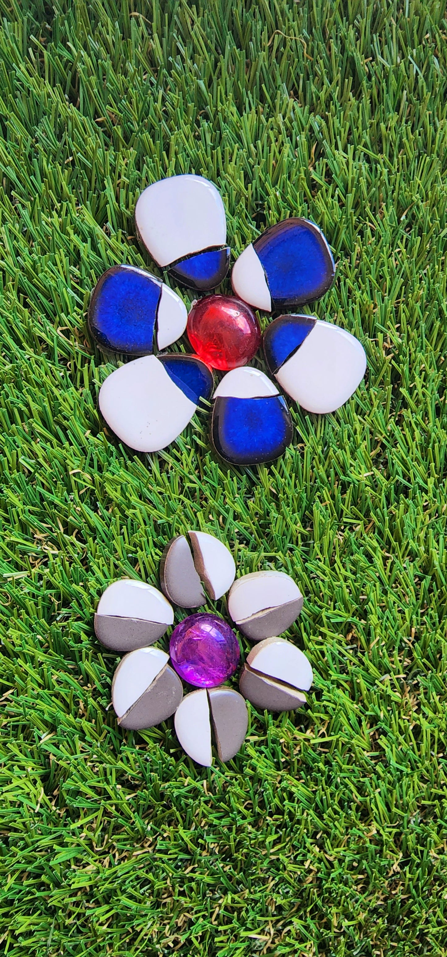 RUNING LOW NOT RESTOCKING **BLUE GLOSS Ceramic Flower Power Pebble Pool All Weather Out/Indoor Tiles - Full Sheets