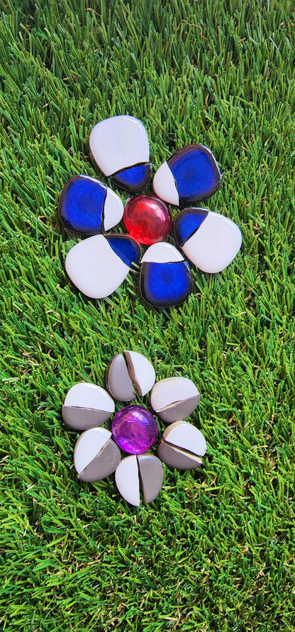 RUNING LOW NOT RESTOCKING **BLUE GLOSS Ceramic Flower Power Pebble Pool All Weather Out/Indoor Tiles - Full Sheets