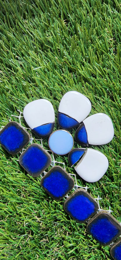 RUNING LOW NOT RESTOCKING **BLUE GLOSS Ceramic Flower Power Pebble Pool All Weather Out/Indoor Tiles - Full Sheets