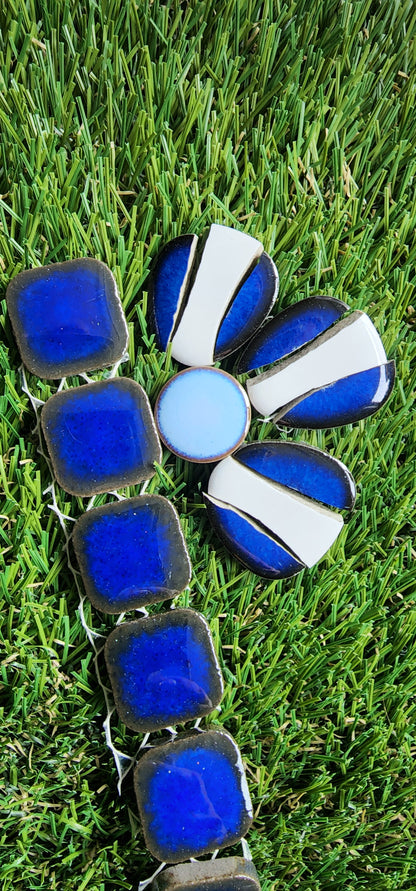 RUNING LOW NOT RESTOCKING **BLUE GLOSS Ceramic Flower Power Pebble Pool All Weather Out/Indoor Tiles - Full Sheets