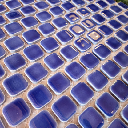 Ceramic Square Penny Tiles Blurple, Full 30cm x 30cm Sheets, 2cm x 2cm