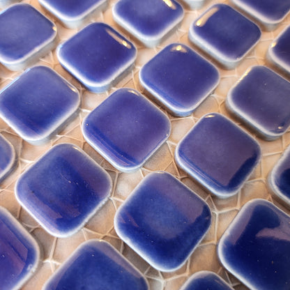Ceramic Square Penny Tiles Blurple, Full 30cm x 30cm Sheets, 2cm x 2cm