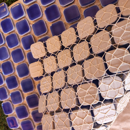 Ceramic Square Penny Tiles Blurple, Full 30cm x 30cm Sheets, 2cm x 2cm