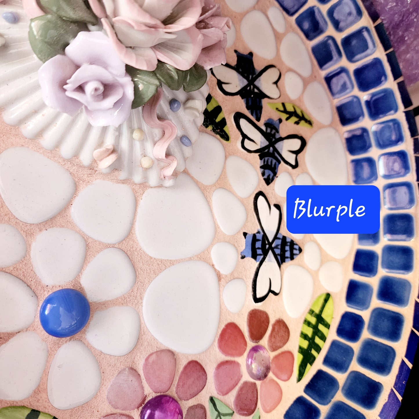 Ceramic Square Penny Tiles Blurple, Full 30cm x 30cm Sheets, 2cm x 2cm