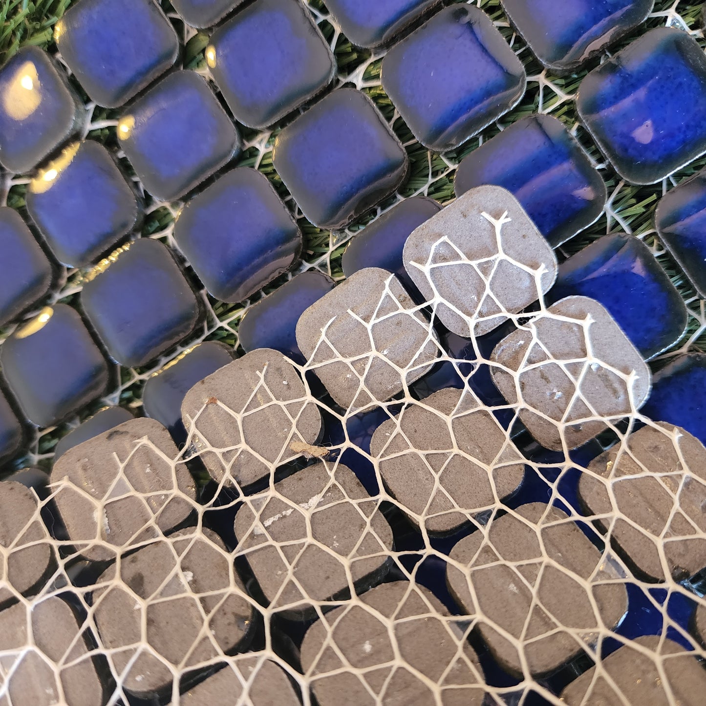 Ceramic Square Penny Tiles Cobalt Blue, Full 30cm x 30cm Sheets 2cm x 2cm