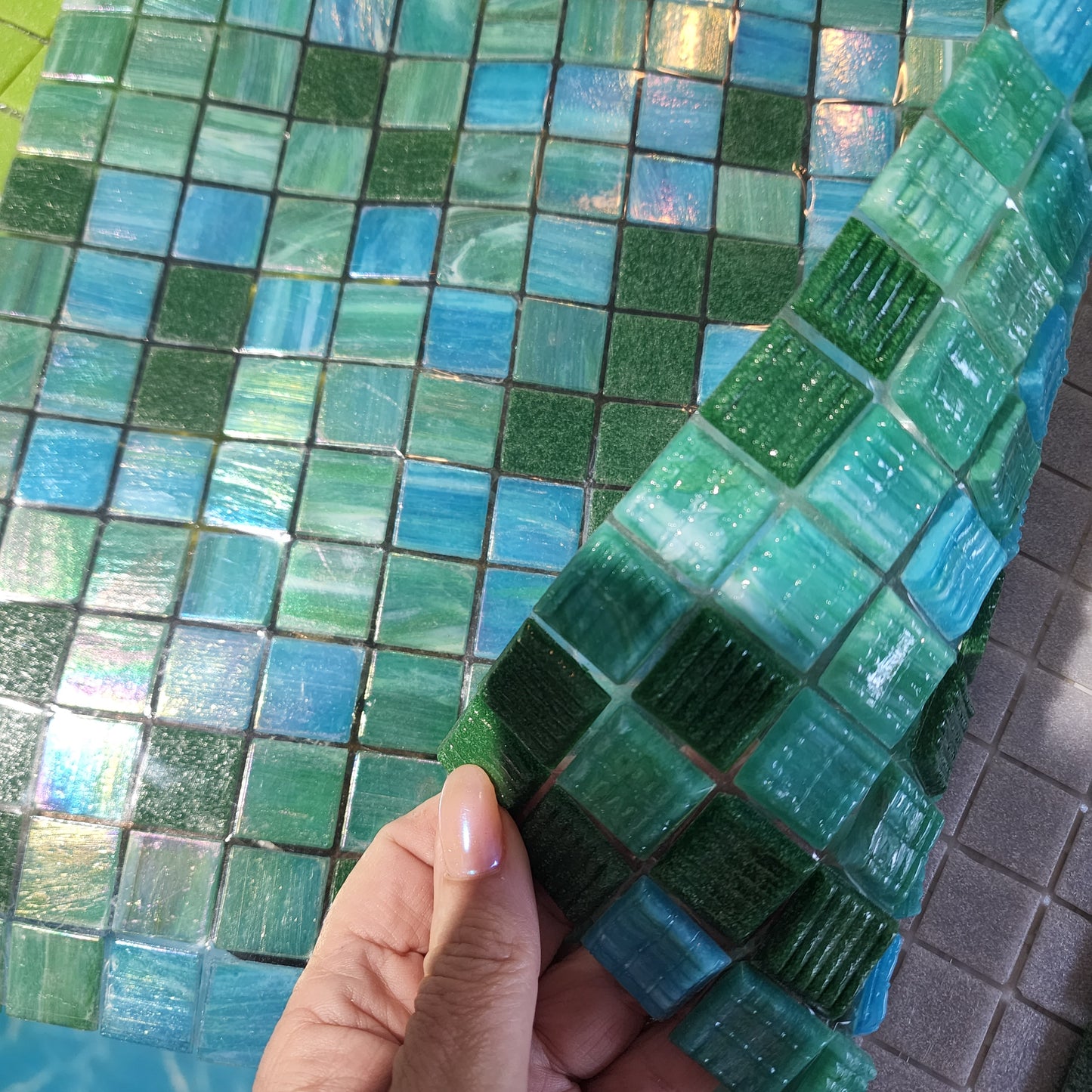 Quality Trend Glass Tiles 2cm x 2cm Full Sheets BARGAIN GREEN MIX