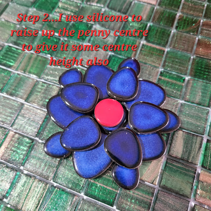 RUNING LOW NOT RESTOCKING **BLUE GLOSS Ceramic Flower Power Pebble Pool All Weather Out/Indoor Tiles - Full Sheets