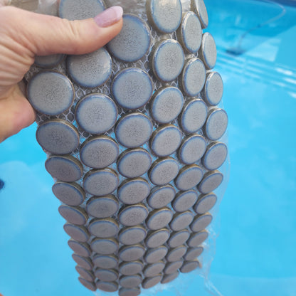 Large Penny Round Grey sheets porcelain