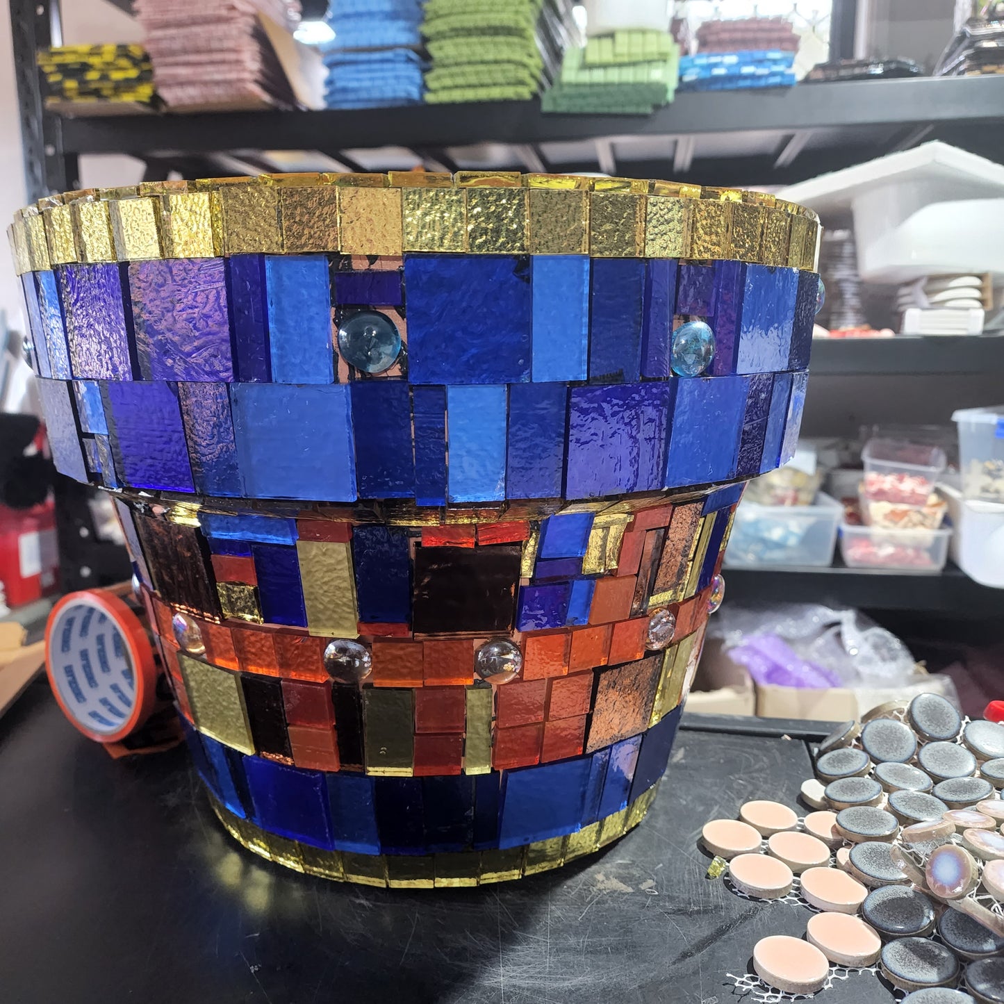 Orange 2xm x 2xm squares KARMA Designer Collection High Quality Glass Trend Brand Full Glass for ALL WEATHER Outdoors and Indoors