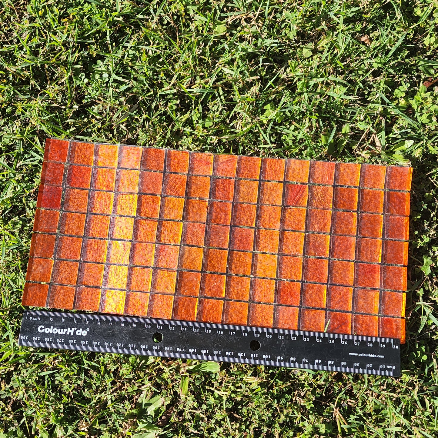 Orange 2xm x 2xm squares KARMA Designer Collection High Quality Glass Trend Brand Full Glass for ALL WEATHER Outdoors and Indoors