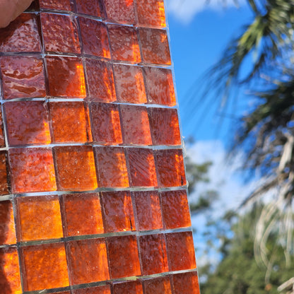 Orange 2xm x 2xm squares KARMA Designer Collection High Quality Glass Trend Brand Full Glass for ALL WEATHER Outdoors and Indoors