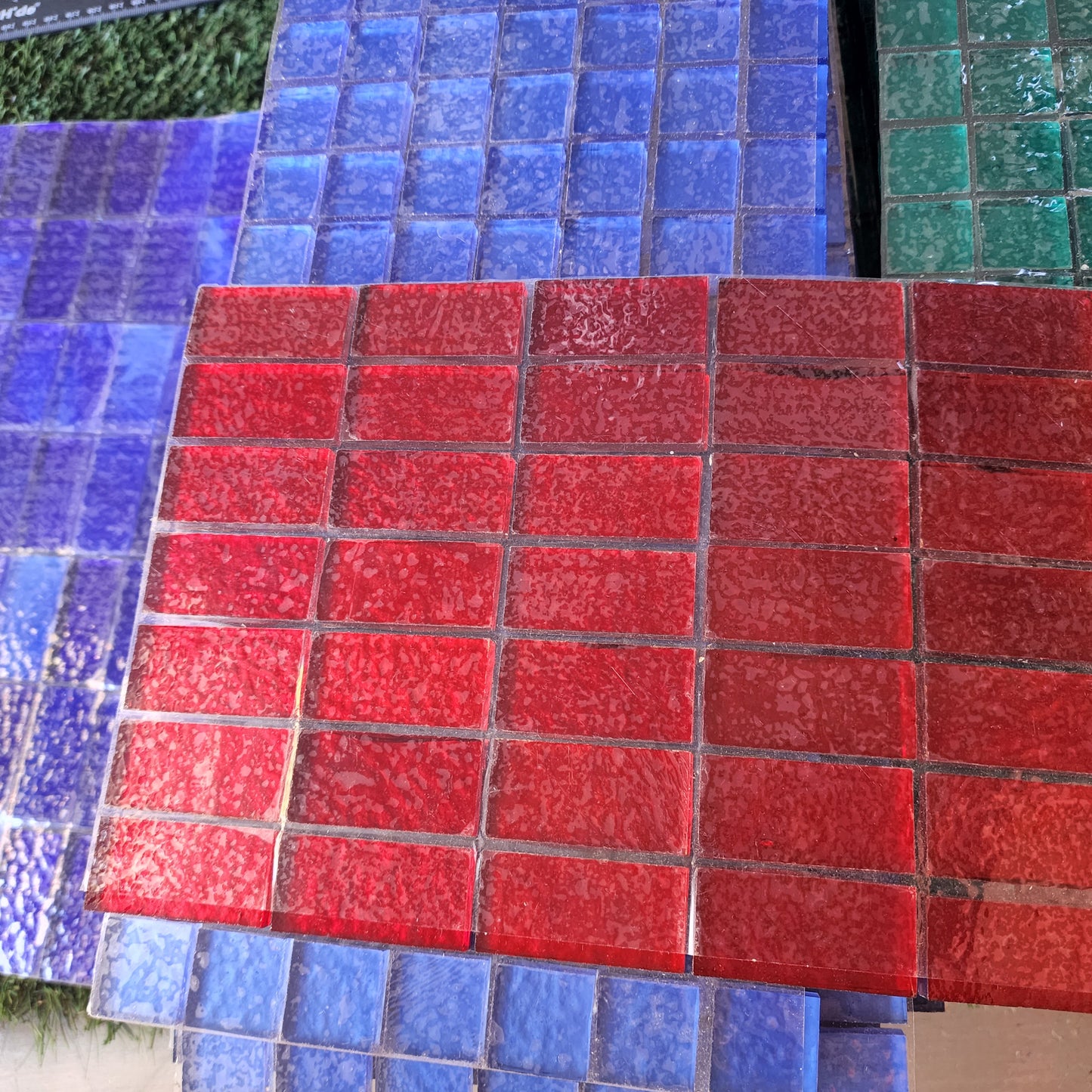 MIXED BLUE KARMA Designer Collection High Quality Glass Trend Brand Full Glass for ALL WEATHER Outdoors and Indoors **Full colour glass 2cm x 4cm