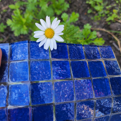 DARK BLUE Designer KARMA High Quality Collection Full Glass Mixed Mid Blue 2cm x 2cm