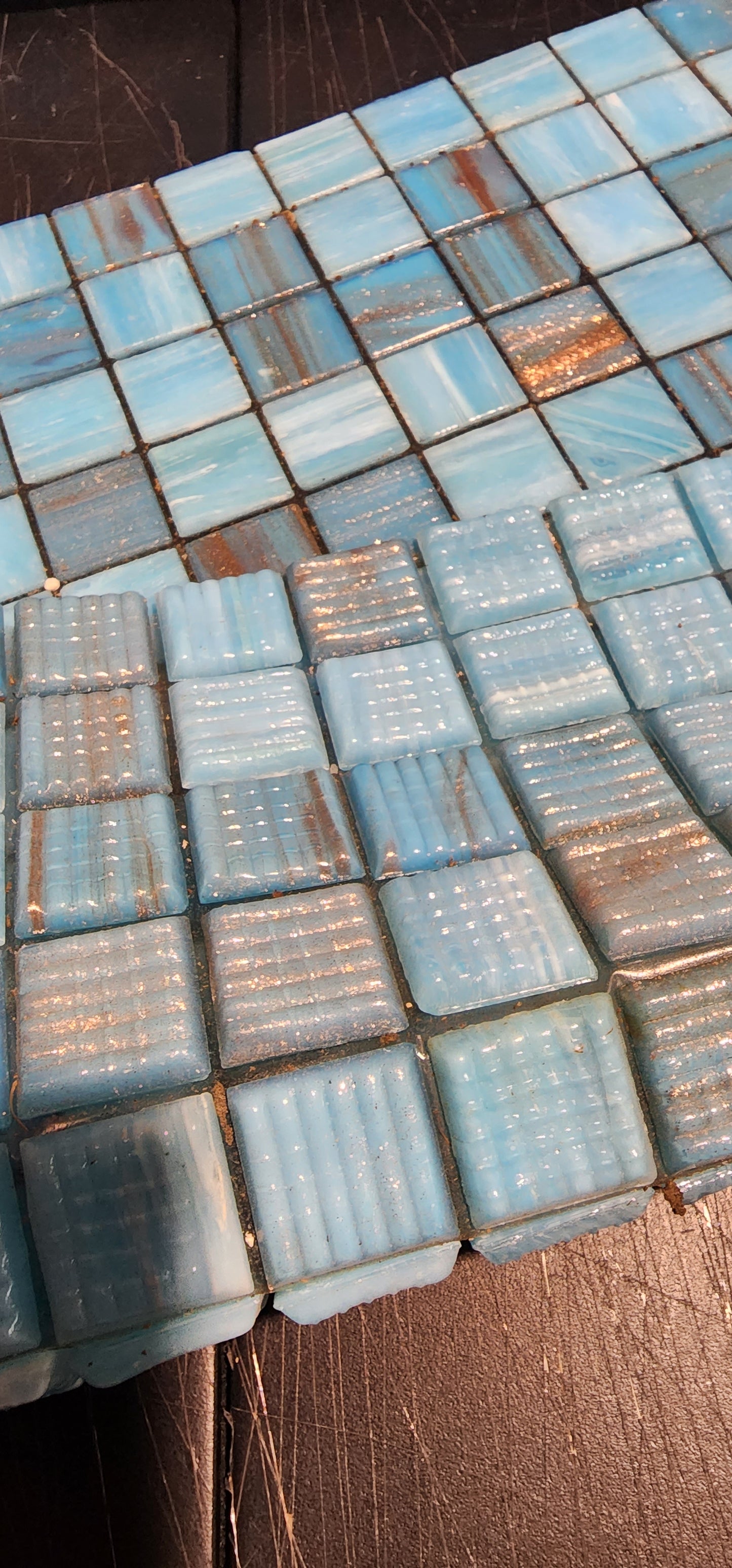 BLUE GOLD Trend Australian Made 2cm x 2cm full sheet 4mm thickness On Film