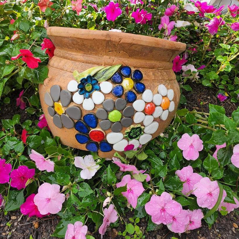 RUNING LOW NOT RESTOCKING **BLUE GLOSS Ceramic Flower Power Pebble Pool All Weather Out/Indoor Tiles - Full Sheets