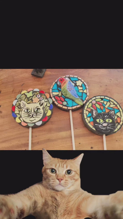 Myles Mosaic Mates - 4 x Celuka Rounds to hang or Garden Pops - 4 Hand Made Ceramics