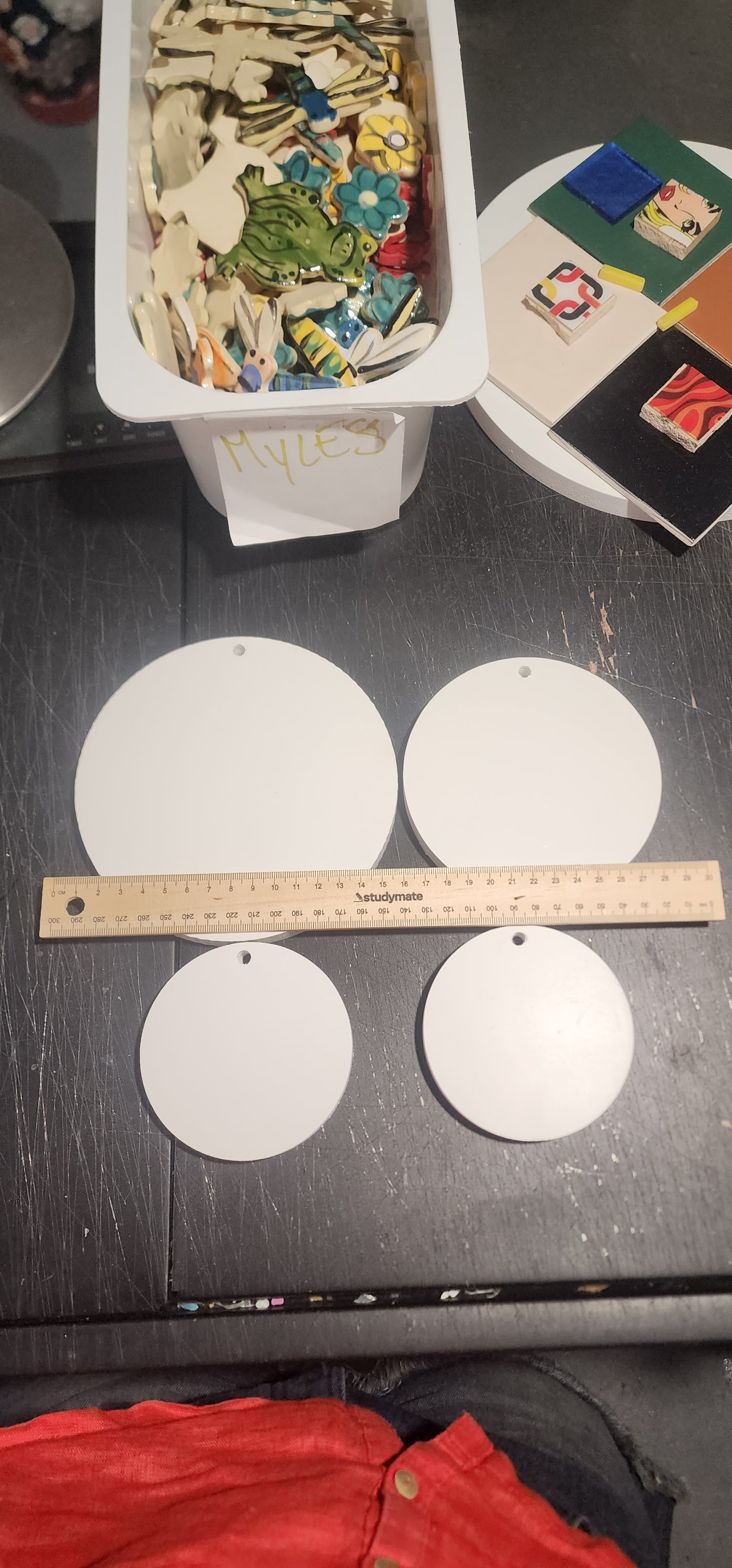 Myles Mosaic Mates - 4 x Celuka Rounds to hang or Garden Pops - 4 Hand Made Ceramics