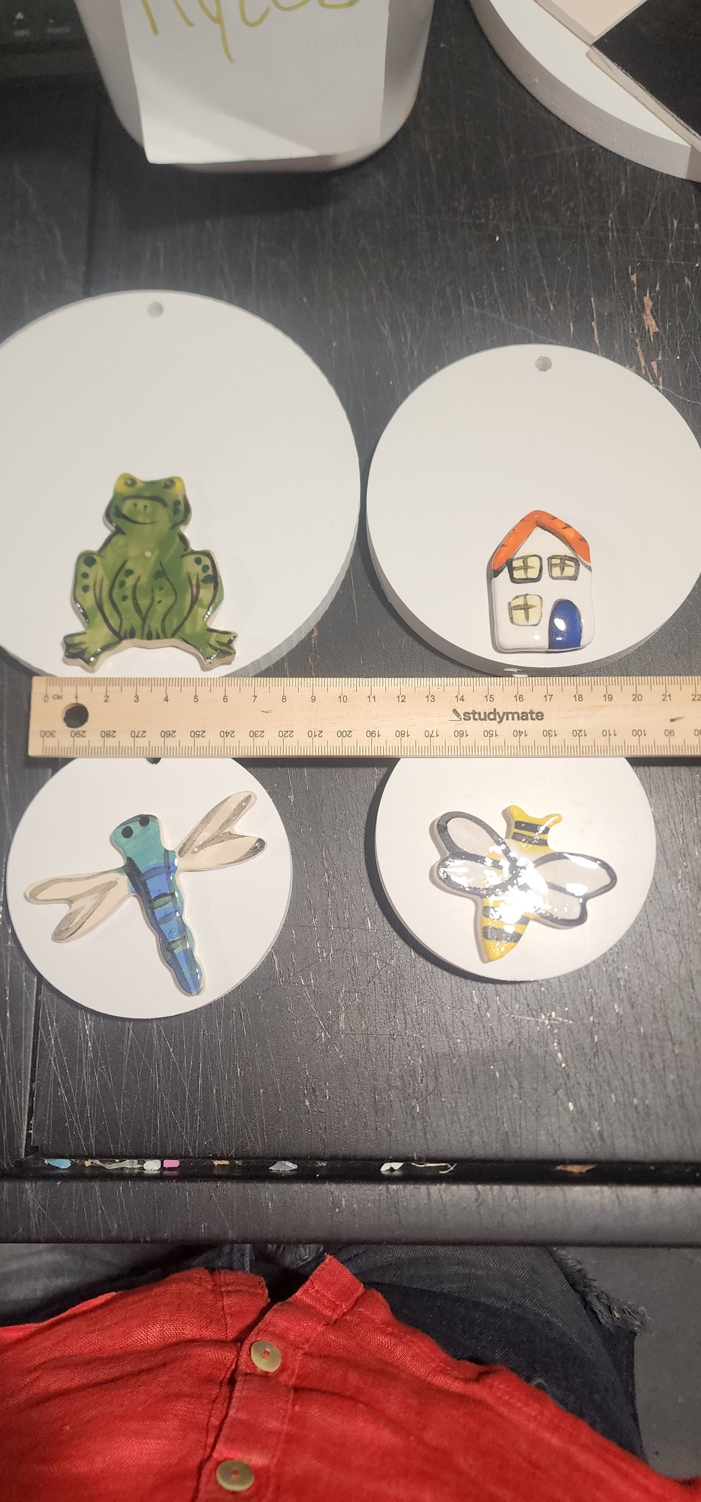 Myles Mosaic Mates - 4 x Celuka Rounds to hang or Garden Pops - 4 Hand Made Ceramics